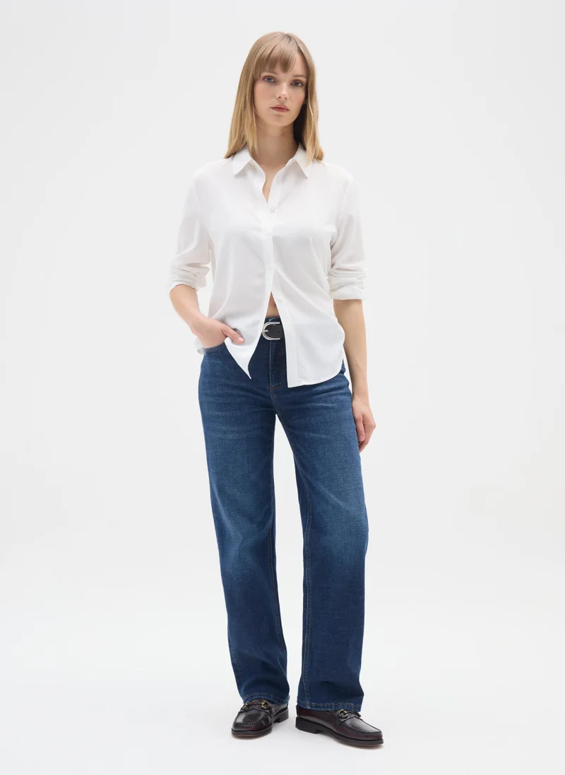 او في اس OVS Stretchy Blue Denim Jeans With High Waist